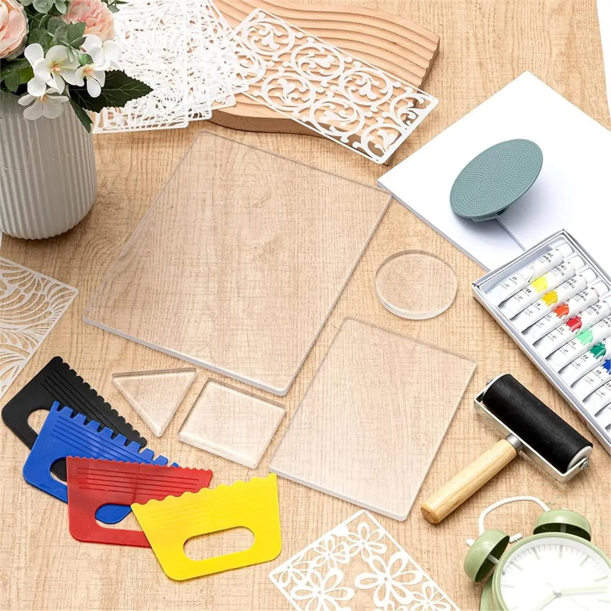 ABNH 12'' X 14'' Gel Printing Plate Kit, Brayer,Printmaking Paper,Acrylic Paint, Scraper Tool for Mixed Media Art,Card Making
ABNH 12'' X 14'' Gel Printing Plate Kit, Brayer,Printmaking Paper,Acrylic Paint, Scraper Tool for Mixed Media Art,Card Making