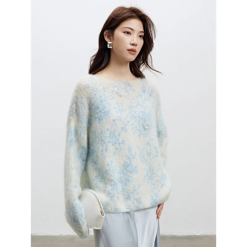 Women Mohair Wool Sweater,Autumn New Soft Gradient Nail Beads Butterfly Loose Knitwear Tops
Women Mohair Wool Sweater,Autumn New Soft Gradient Nail Beads Butterfly Loose Knitwear Tops