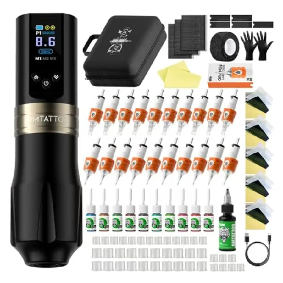 Беспроводная тату-машинка с цифровым дисплеем для тату-оборудования, аккумулятор 1800 мАч, 20 игл для тату, 11 насадок для тату
Беспроводная тату-машинка с цифровым дисплеем для тату-оборудования, аккумулятор 1800 мАч, 20 игл для тату, 11 насадок для тату