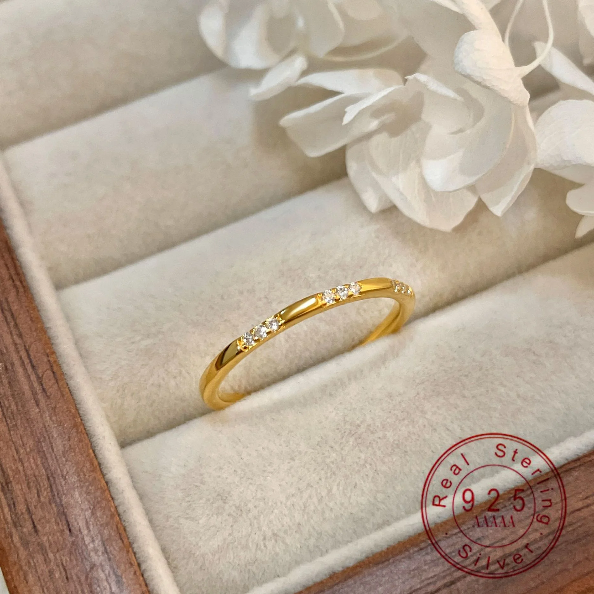 925 Sterling Silver Gold Plated Ring for Women, Dainty Cubic Zirconia Stacking Band, Minimalist Daily Jewelry Gift
925 Sterling Silver Gold Plated Ring for Women, Dainty Cubic Zirconia Stacking Band, Minimalist Daily Jewelry Gift