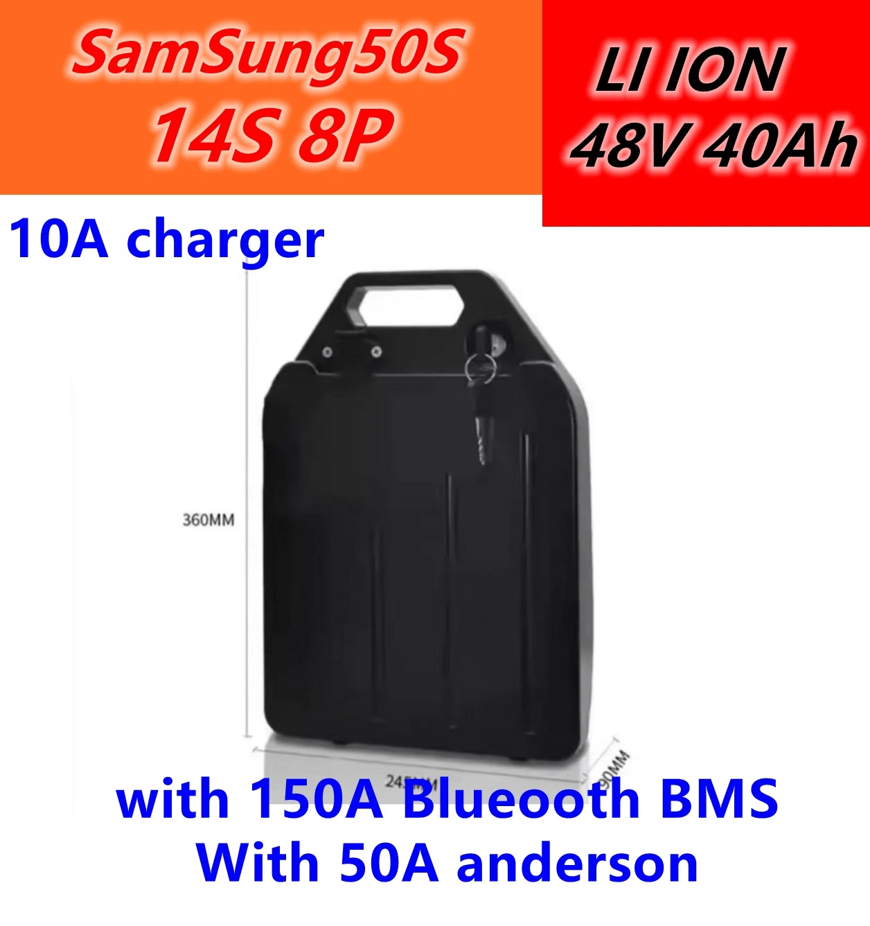 JJ Harley box 48v 14s 8p Samsung 50s 7200w плюс зарядное устройство 10A
JJ Harley box 48v 14s 8p Samsung 50s 7200w плюс зарядное устройство 10A