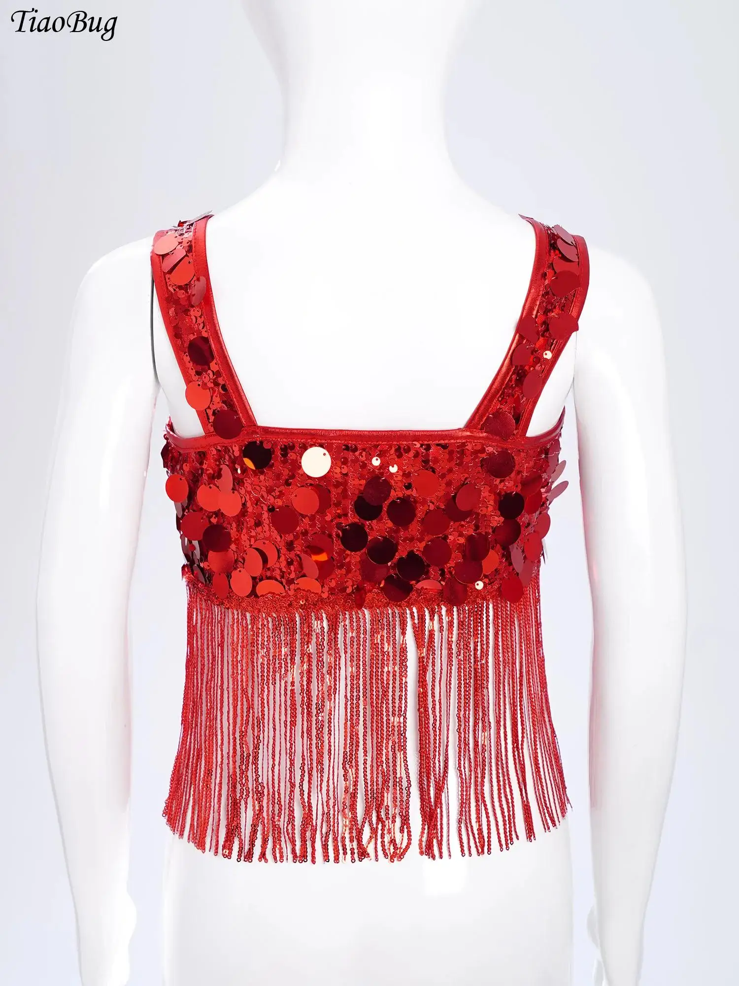 Kids Girls Camisole Top Hip Hop Jazz Latin Belly Dance Crop Top Fashion Shiny Sequin Wide Shoulder Straps Tassels Top Vest Shirt
Kids Girls Camisole Top Hip Hop Jazz Latin Belly Dance Crop Top Fashion Shiny Sequin Wide Shoulder Straps Tassels Top Vest Shirt