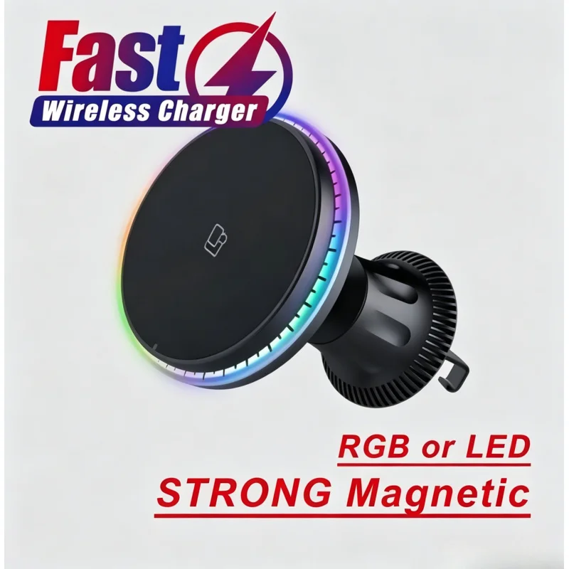 RGB Magnetic Magsafe Fast Charging Car Wireless Charger Phone Holder for iPhone 12-17 Pro Max
RGB Magnetic Magsafe Fast Charging Car Wireless Charger Phone Holder for iPhone 12-17 Pro Max
