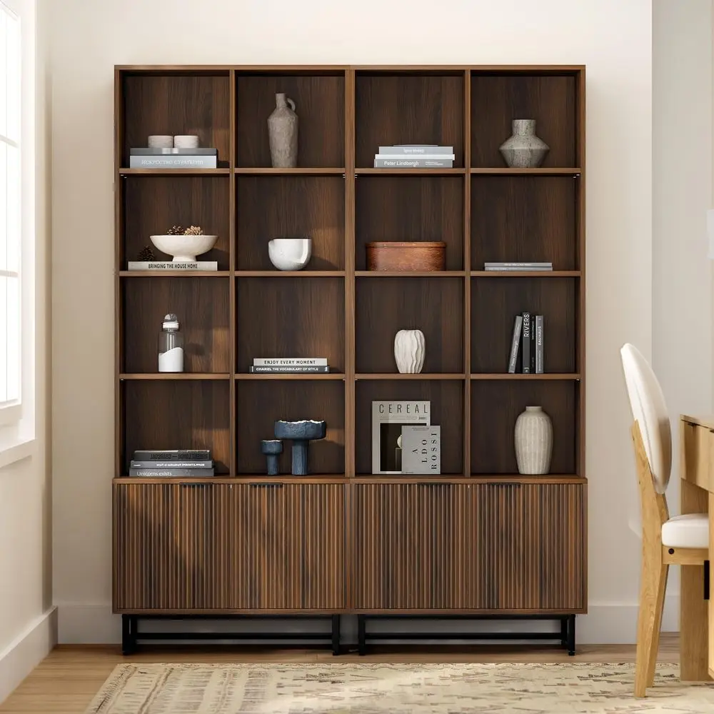 Bookshelf 71 Tall Bookcase Set of 2 with Storage, 4 Tier Book Case with Adjustable Shelves amp Fluted Doors, Farmhouse Library
Bookshelf 71 Tall Bookcase Set of 2 with Storage, 4 Tier Book Case with Adjustable Shelves amp Fluted Doors, Farmhouse Library
