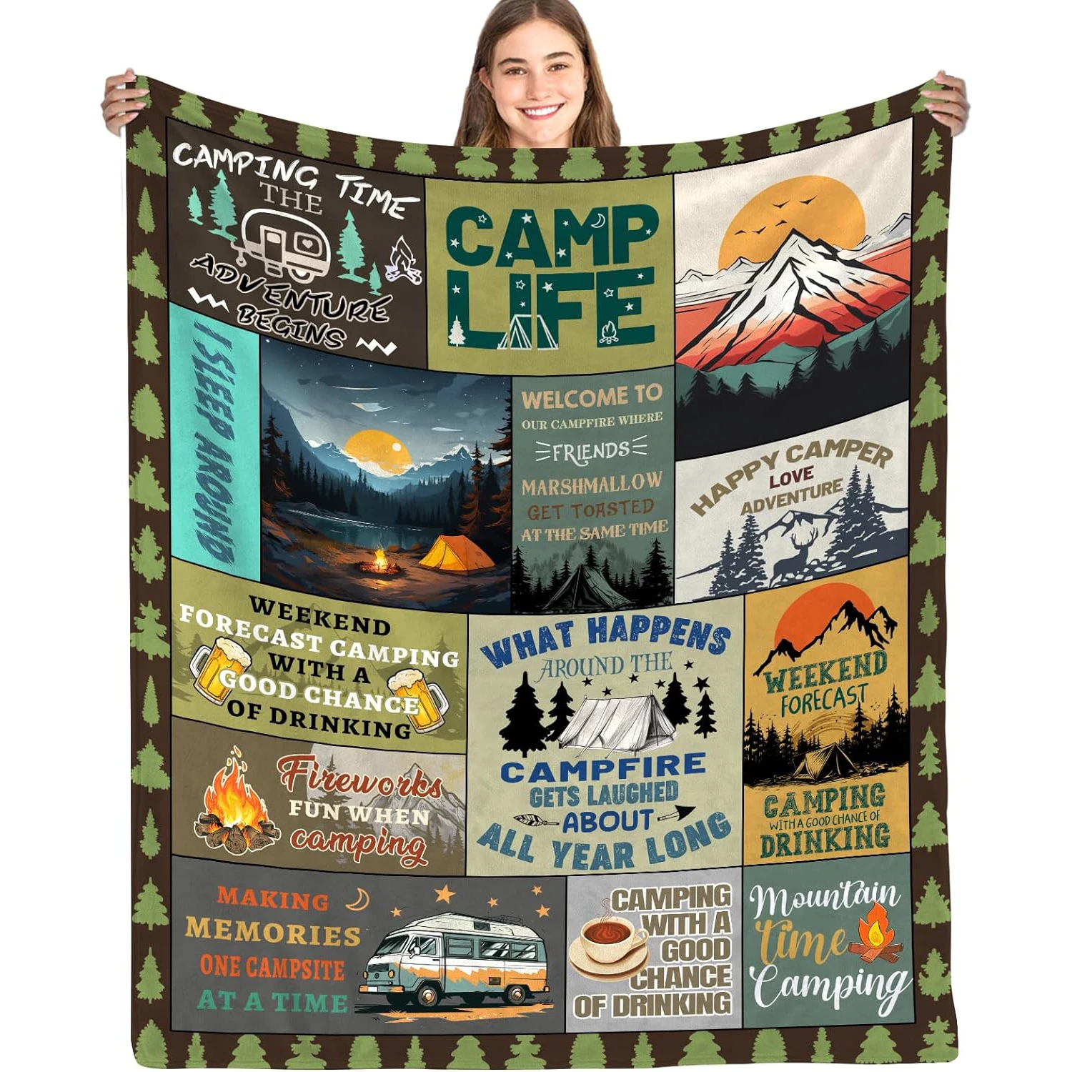 Camping enthusiast's flannel blanket customizes birthday, Christmas, and Father's Day gifts for campers outdoors
Camping enthusiast's flannel blanket customizes birthday, Christmas, and Father's Day gifts for campers outdoors