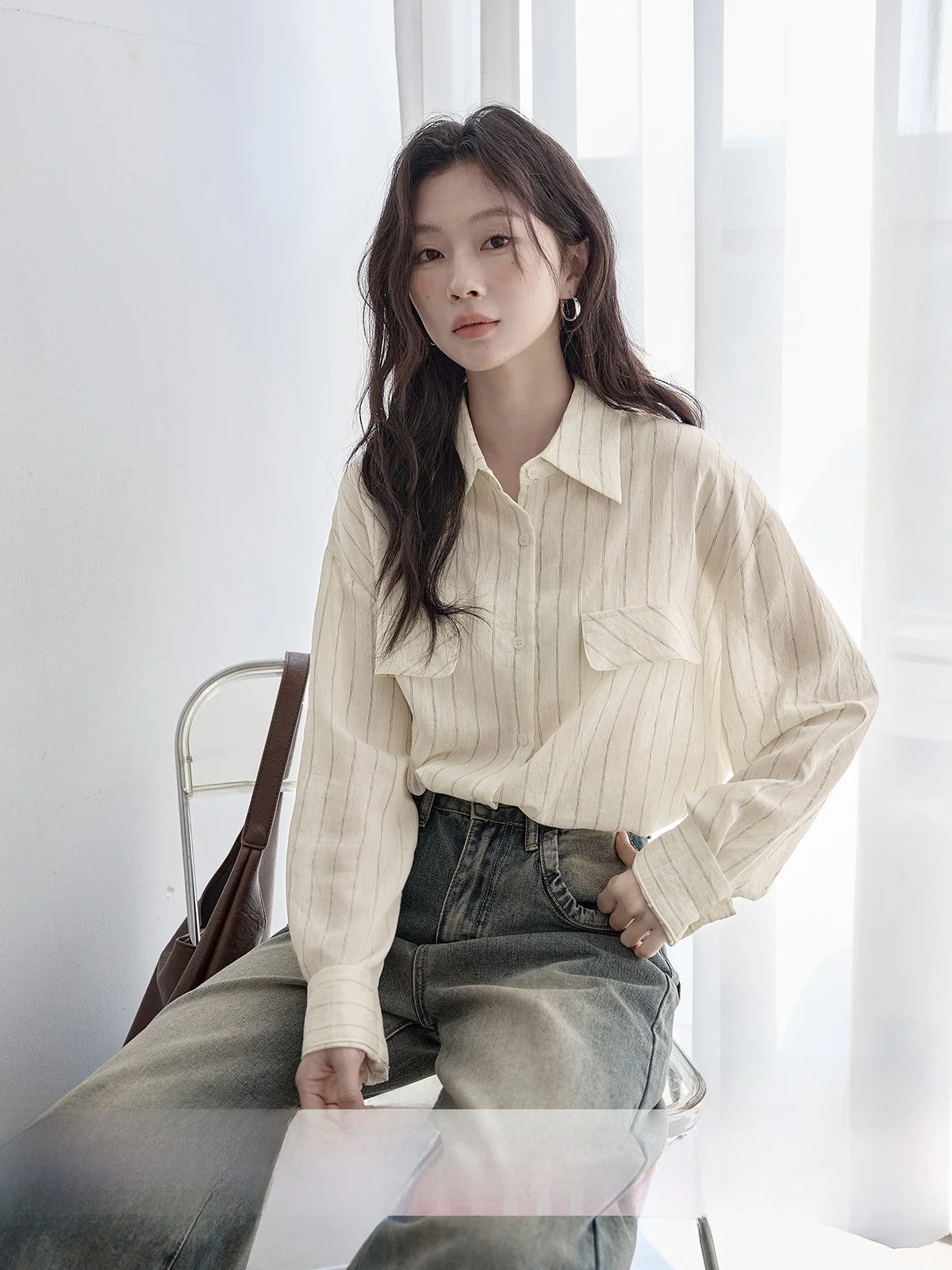 HuiXi Women's Striped Shirt Spring 2026 Loose Casual Long Sleeve Breathable Comfortable Korean Style Commute Pattern
HuiXi Women's Striped Shirt Spring 2026 Loose Casual Long Sleeve Breathable Comfortable Korean Style Commute Pattern
