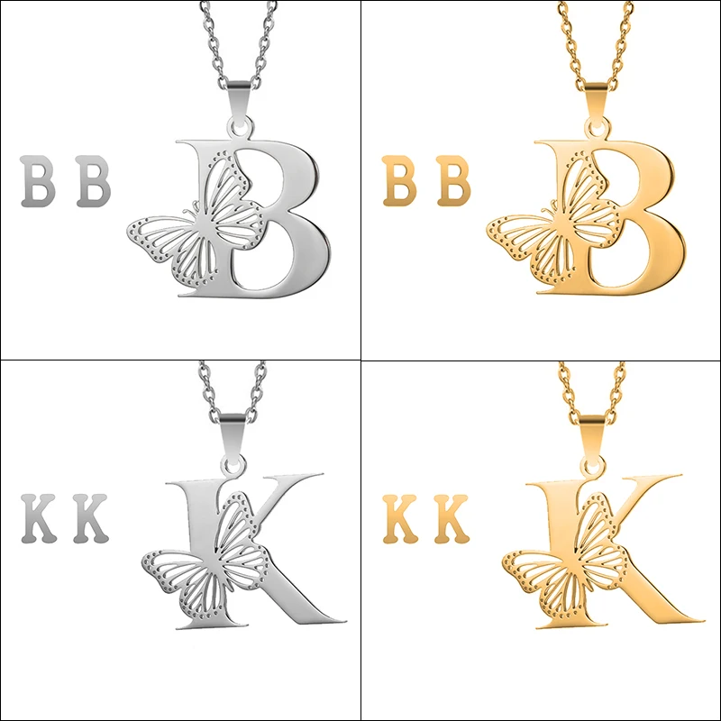 Fashion 26 Letters Butterfly Pendant Necklace Stainless Steel Hollow Golden Silver Color Personality Collarbone Chain Jewelry
Fashion 26 Letters Butterfly Pendant Necklace Stainless Steel Hollow Golden Silver Color Personality Collarbone Chain Jewelry