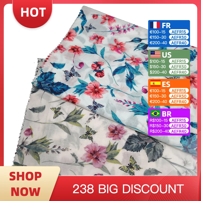 Hot selling Pure cotton Butterfly Rose pattern fabric manual DIY sewing clothing dress 100 cotton fabric
Hot selling Pure cotton Butterfly Rose pattern fabric manual DIY sewing clothing dress 100 cotton fabric