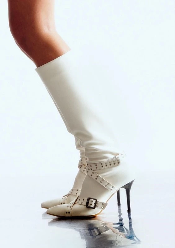 Pointed Toe Cross Straps Detail Knee High Boots Stiletto Heels Metal Buckle Punk Vintage Cool Girl Casual Shoes All Seasons
Pointed Toe Cross Straps Detail Knee High Boots Stiletto Heels Metal Buckle Punk Vintage Cool Girl Casual Shoes All Seasons
