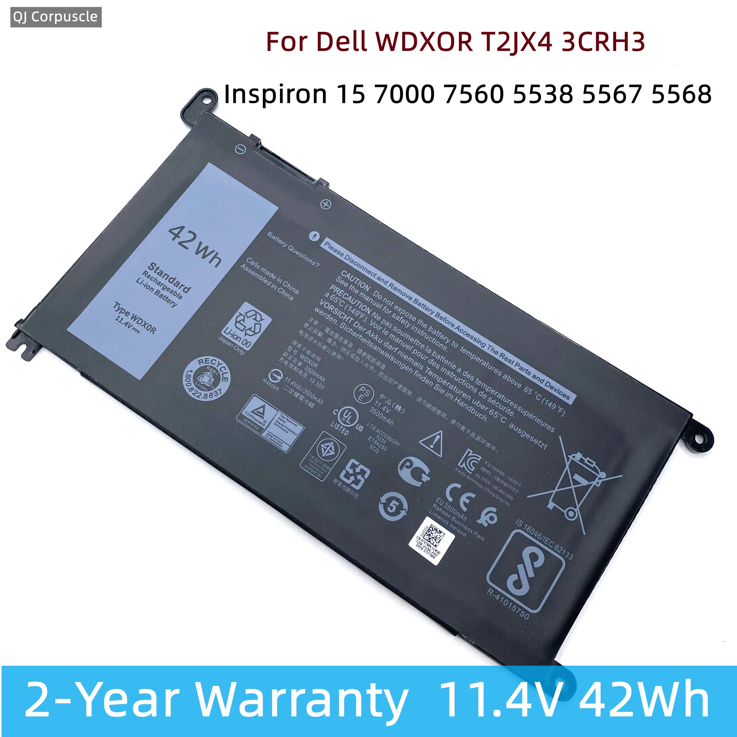 Новая аккумуляторная батарея WDX0R 42Wh для ноутбуков Dell Inspiron 13 14 5368 5567 7560 5767 7472 7460 7368 7378 5565 Latitude 3488 3580 WDXOR
Новая аккумуляторная батарея WDX0R 42Wh для ноутбуков Dell Inspiron 13 14 5368 5567 7560 5767 7472 7460 7368 7378 5565 Latitude 3488 3580 WDXOR