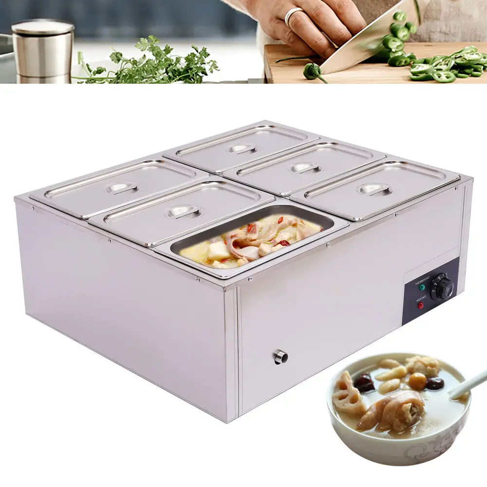 Commercial Electric Food Warmer, 6-Pan Bain Marie Buffet Countertop Steam Table
Commercial Electric Food Warmer, 6-Pan Bain Marie Buffet Countertop Steam Table