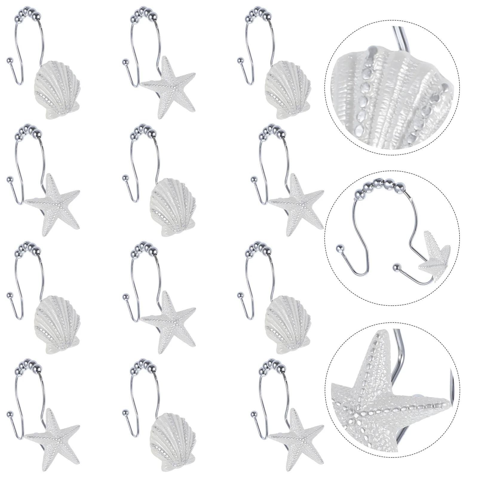 12 pcs Bath Shower Curtain Hooks Ocean Themed Seashell Design Rustproof Stainless Steel for Bathroom Decor Hangers Marine Style
12 pcs Bath Shower Curtain Hooks Ocean Themed Seashell Design Rustproof Stainless Steel for Bathroom Decor Hangers Marine Style