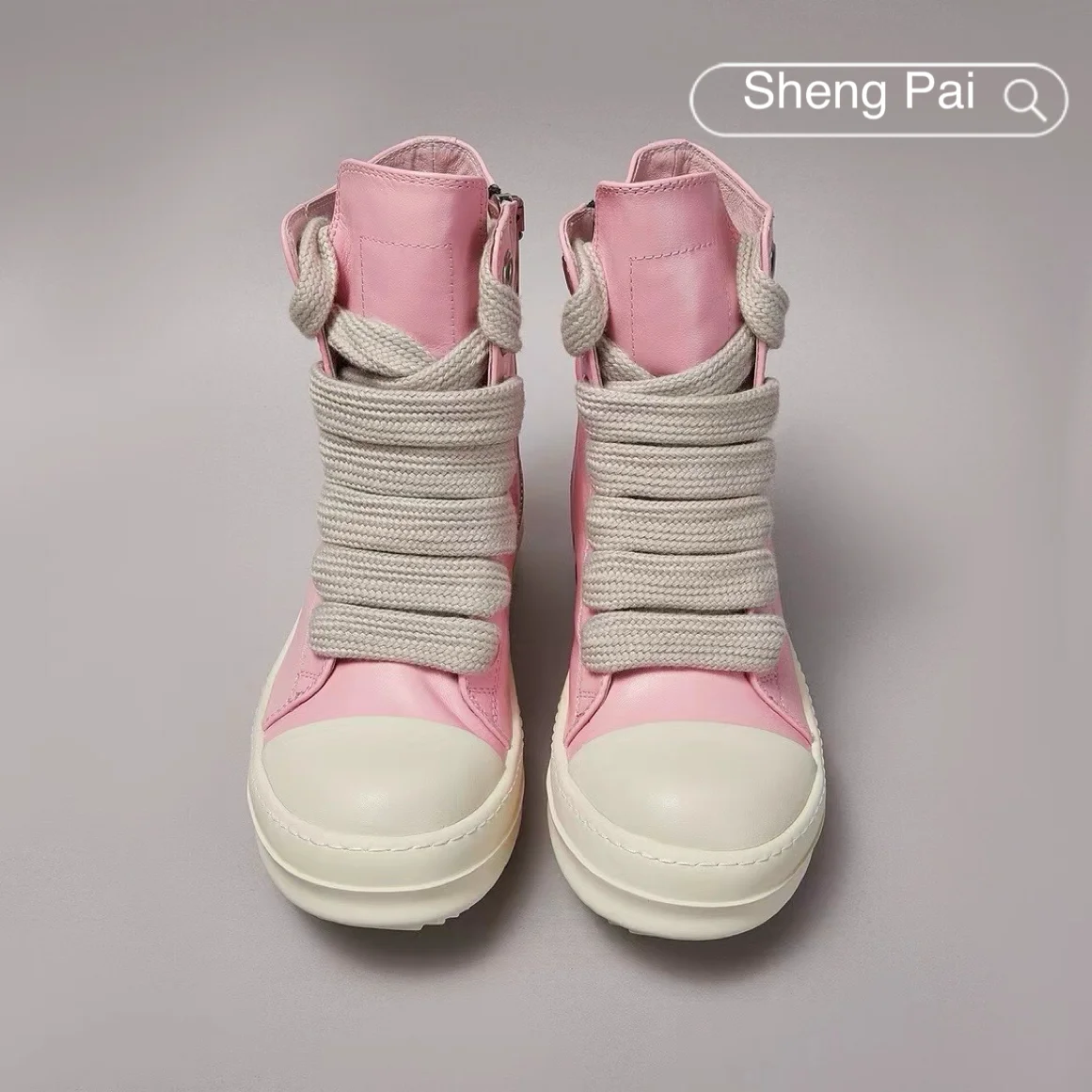 Brand Men's Shoes Pink Cow Leather High Top Men's Casual Shoes Coarse Laces High Quality Women's Sneakers & Boots
Brand Men's Shoes Pink Cow Leather High Top Men's Casual Shoes Coarse Laces High Quality Women's Sneakers & Boots