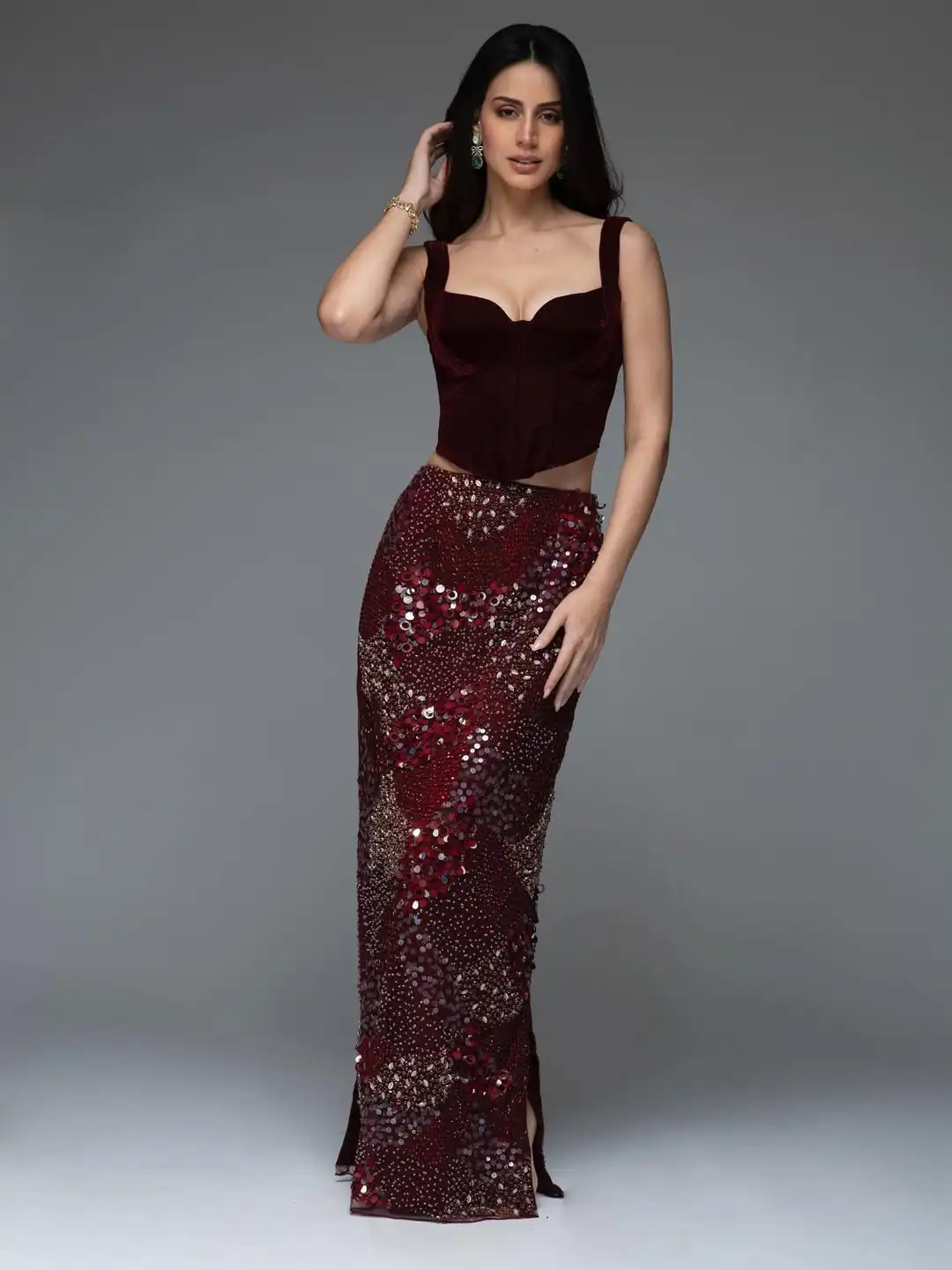 Ofherown New Burgundy Two-Piece Evening Dress Velvet Corset Top Sequin Beaded Mermaid Skirt Formal Prom Gown for Gala Party Prom
Ofherown New Burgundy Two-Piece Evening Dress Velvet Corset Top Sequin Beaded Mermaid Skirt Formal Prom Gown for Gala Party Prom