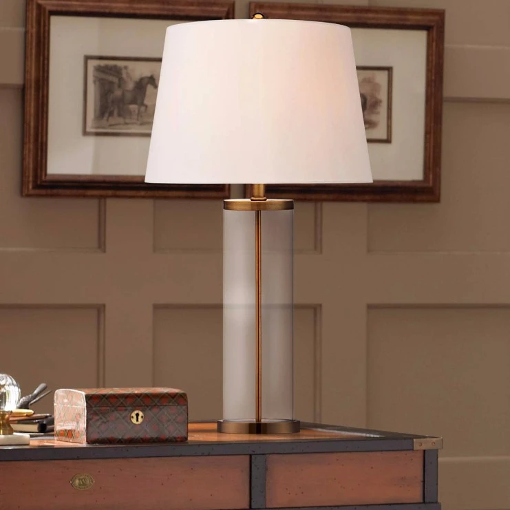 1016-7 top and bottom metal trim in shimmering clear Glass and Gold Cylinder Fillable Table Lamp
1016-7 top and bottom metal trim in shimmering clear Glass and Gold Cylinder Fillable Table Lamp