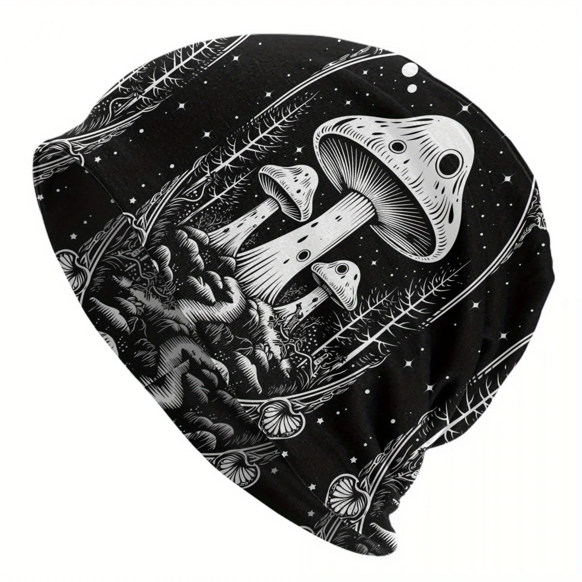 Funky Skullies Beanies Men's Skullies Beanies Gothic Mushroom Starry Night Design Black/White Contrast, Lightweight Stretchy
Funky Skullies Beanies Men's Skullies Beanies Gothic Mushroom Starry Night Design Black/White Contrast, Lightweight Stretchy