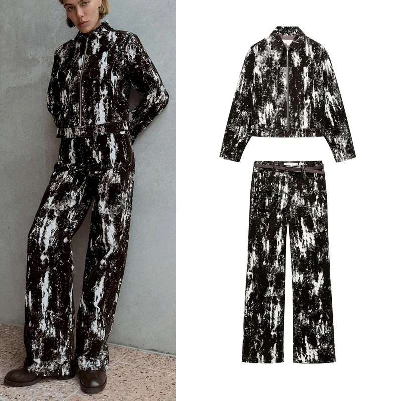 Animal Print Fce Lined Denim Jeans with Belt Pilot Jaet Coat Long Sve Turn down Collar Spring Faion Women's Set
Animal Print Fce Lined Denim Jeans with Belt Pilot Jaet Coat Long Sve Turn down Collar Spring Faion Women's Set
