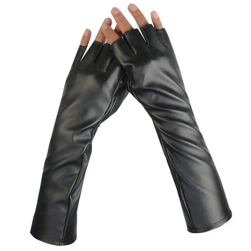 39BD Women Fingerless Leather Long Gloves Black Halloween Dance Costume Arm Cover 
39BD Women Fingerless Leather Long Gloves Black Halloween Dance Costume Arm Cover
