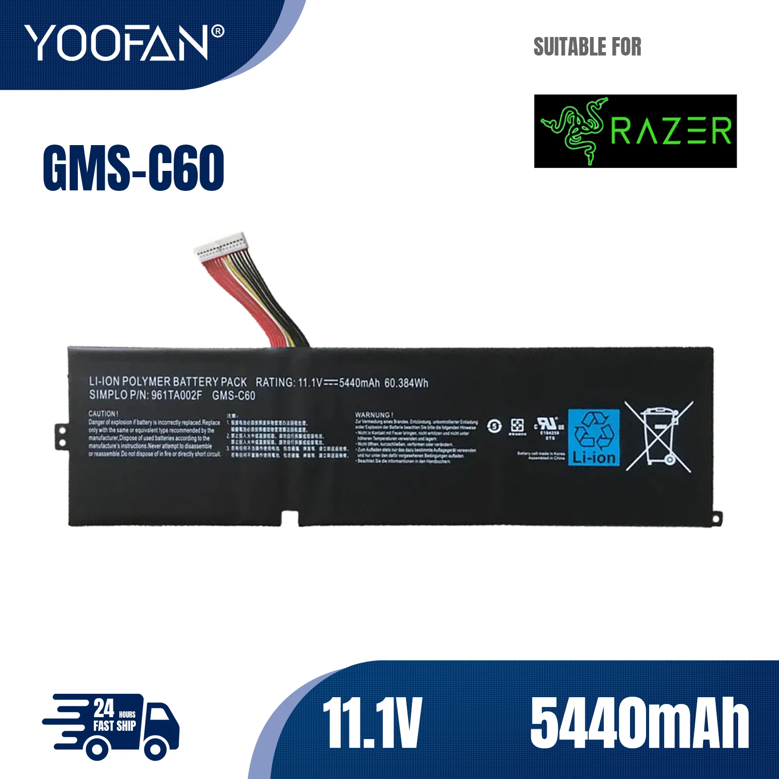 YOOFAN GMS-C60-батарея Original para ordenador portátil Razer Blade R2, 11,1 В, 60,384 Втч, 17,3 пульгадас, 17, 2012, 961TA002F
YOOFAN GMS-C60-батарея Original para ordenador portátil Razer Blade R2, 11,1 В, 60,384 Втч, 17,3 пульгадас, 17, 2012, 961TA002F