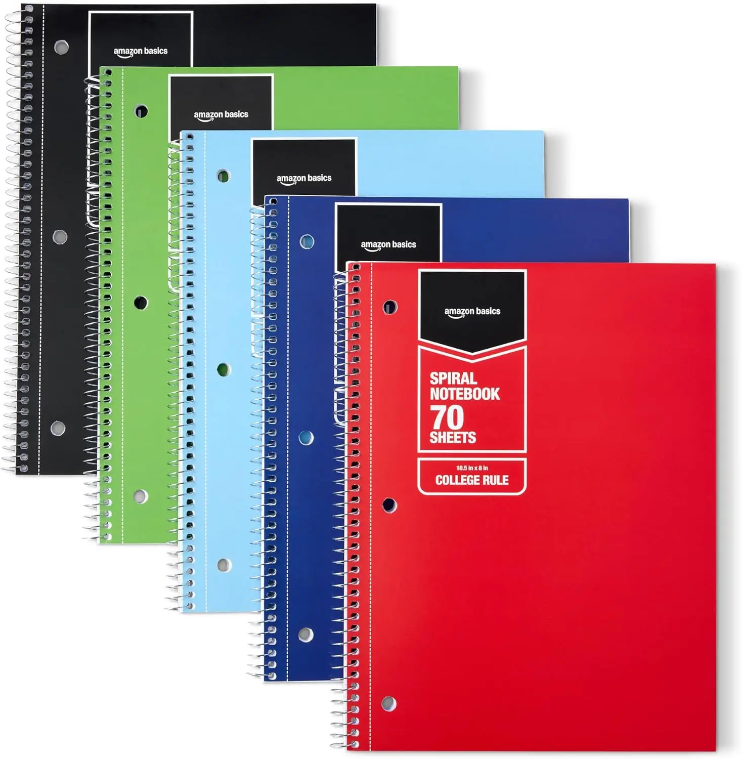 College Ruled Spiral Notebook 5 Pack, 70 Sheets, 8x10.5 Inches, Assorted Colors for School and Office
College Ruled Spiral Notebook 5 Pack, 70 Sheets, 8x10.5 Inches, Assorted Colors for School and Office