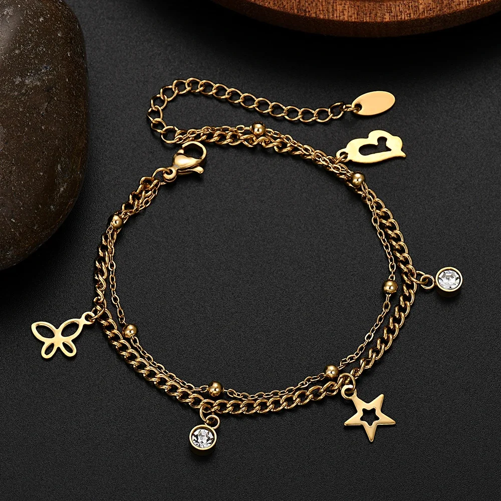 Luxury Brand 18K Gold S925 Sterling Silver Butterfly Heart Star pendant Bracelets for Women Jewelry Wedding Party Gifts 18+5cm
Luxury Brand 18K Gold S925 Sterling Silver Butterfly Heart Star pendant Bracelets for Women Jewelry Wedding Party Gifts 18+5cm