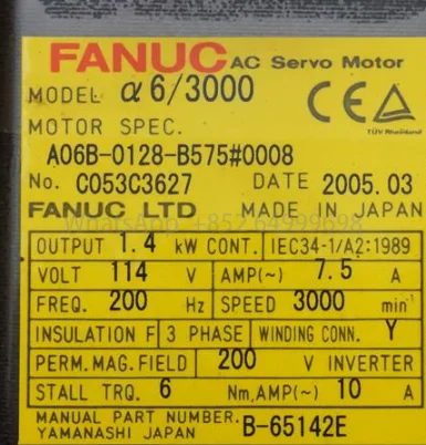 Second-Hand A06B-0128-B575 #0008 Servo Motor Original Japan Tested Ok For CNC Machine
Second-Hand A06B-0128-B575 #0008 Servo Motor Original Japan Tested Ok For CNC Machine