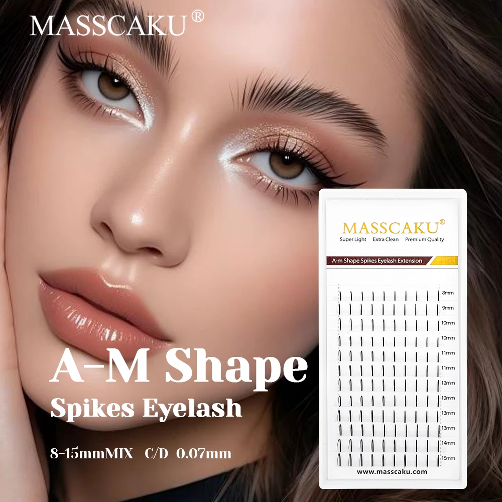 MASSCAKU A-M Shape Spikes Eyelash Extensions 0.07mm Thickness Matte Black Full Dense Fish Tail Cluster Eyelashes Makeup Products 
MASSCAKU A-M Shape Spikes Eyelash Extensions 0.07mm Thickness Matte Black Full Dense Fish Tail Cluster Eyelashes Makeup Products