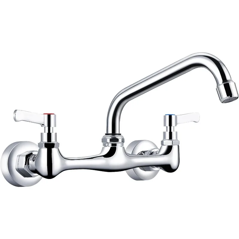 Kitchen Faucet Chrome Commercial Sink Faucet with 8 Inch Swivel Spout 8" Center 2 Handle Wall-Mount Faucet for Utility
Kitchen Faucet Chrome Commercial Sink Faucet with 8 Inch Swivel Spout 8" Center 2 Handle Wall-Mount Faucet for Utility