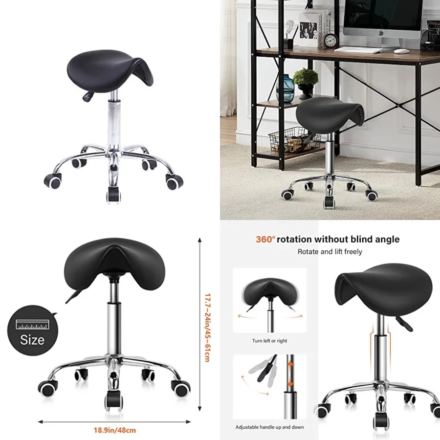 Rolling Saddle Stool PU Leather Swivel Adjustable Rolling Stool with Wheels Salon Chair
Rolling Saddle Stool PU Leather Swivel Adjustable Rolling Stool with Wheels Salon Chair
