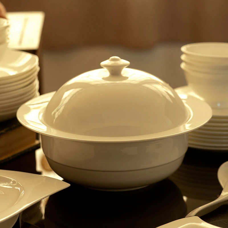 Bone china tableware, pure white bowl set, dishes, microwave oven
Bone china tableware, pure white bowl set, dishes, microwave oven