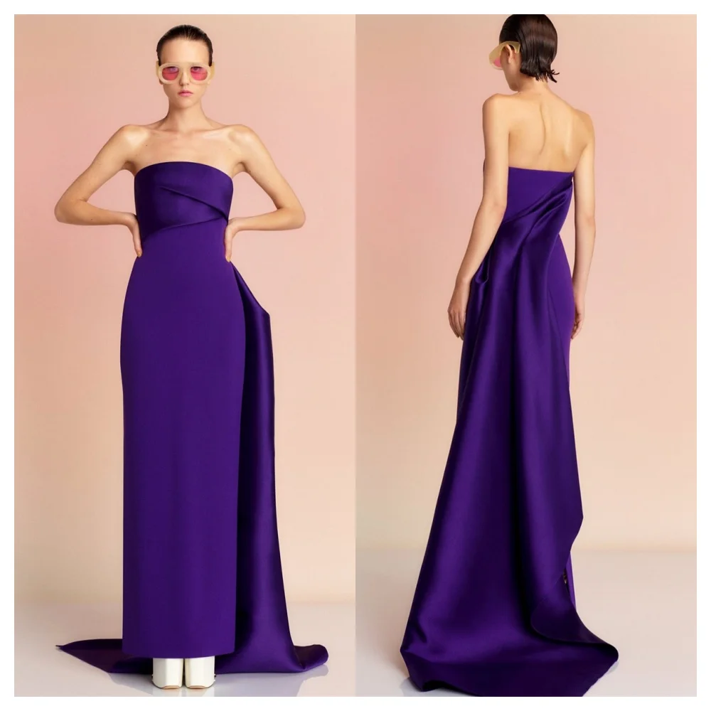 Customized Elegant Purple Satin Evening Dress Modern Strapless Sleeveless Party Dress Formal Straight Ankle Length Pro
Customized Elegant Purple Satin Evening Dress Modern Strapless Sleeveless Party Dress Formal Straight Ankle Length Pro