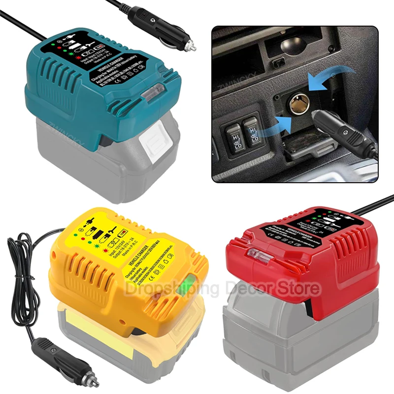 DC 12V/24V Li-ion Battery Mini Compact Car Charger Cigarette Lighter Plug With LED For Makita/Dewalt/Milwaukee/Bosch/Einhell 18V
DC 12V/24V Li-ion Battery Mini Compact Car Charger Cigarette Lighter Plug With LED For Makita/Dewalt/Milwaukee/Bosch/Einhell 18V