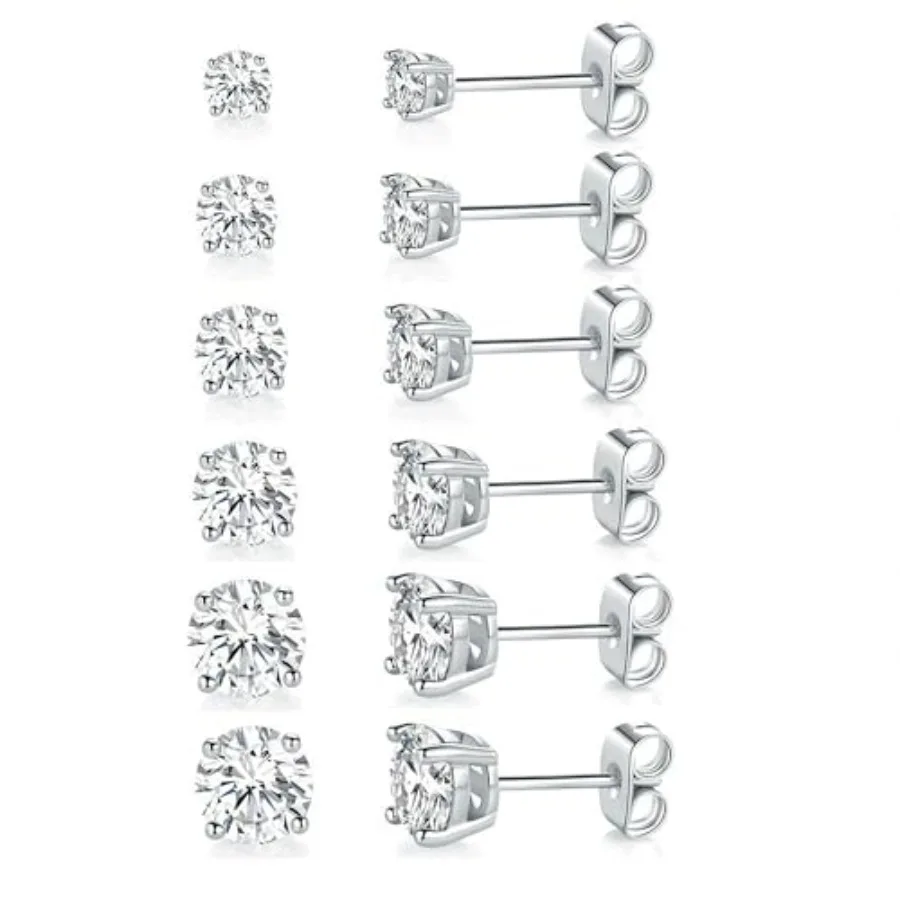 18K White Gold Plated 4 Pong Round Clear Cubic Zirconia Stud Earring Pack of 6 Pairs 6 Pairs
18K White Gold Plated 4 Pong Round Clear Cubic Zirconia Stud Earring Pack of 6 Pairs 6 Pairs