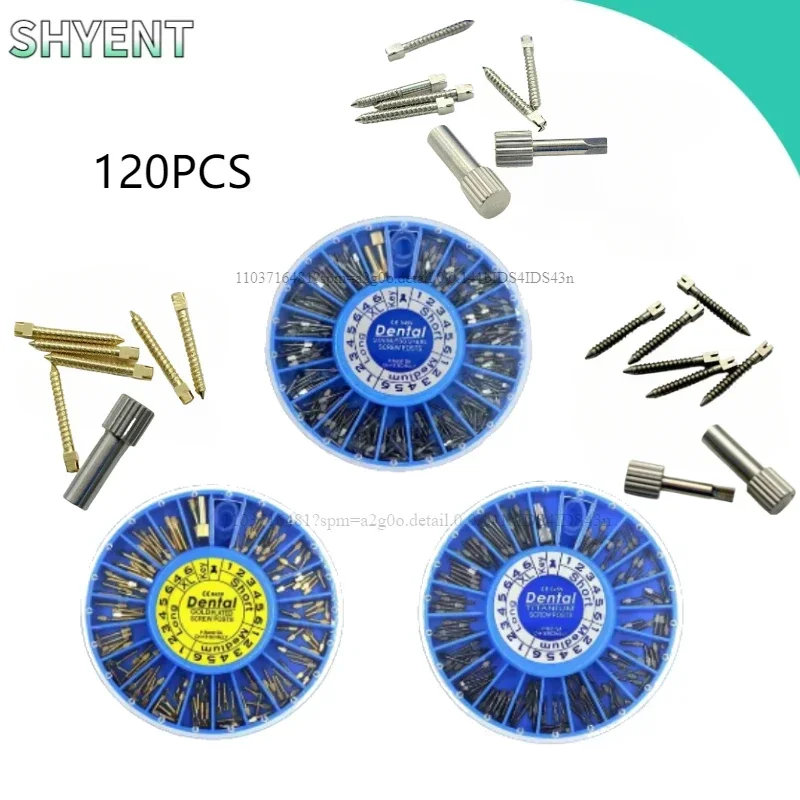 120PCS /Box Dental Stainless Steel Screw Post Dental Golden Plated Screw Post TITANIUM Screw Posts for Dentist Tool Dentistry
120PCS /Box Dental Stainless Steel Screw Post Dental Golden Plated Screw Post TITANIUM Screw Posts for Dentist Tool Dentistry