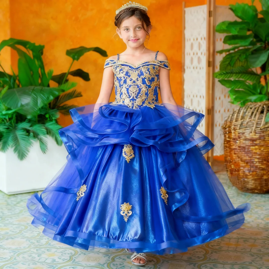Customized Royal Blue FlowerGirlDress with Gold AppliquesLayered SkirtPrincess Gown for HolyFirstCommunion Wedding Formal Events
Customized Royal Blue FlowerGirlDress with Gold AppliquesLayered SkirtPrincess Gown for HolyFirstCommunion Wedding Formal Events