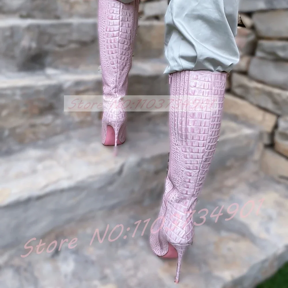 Crocodile Leather Pink Sole Knee Boots Women Sexy Stiletto Heels Pointed Toe Slim Tall Boots Lady Casual Party Trendy Streetwear
Crocodile Leather Pink Sole Knee Boots Women Sexy Stiletto Heels Pointed Toe Slim Tall Boots Lady Casual Party Trendy Streetwear