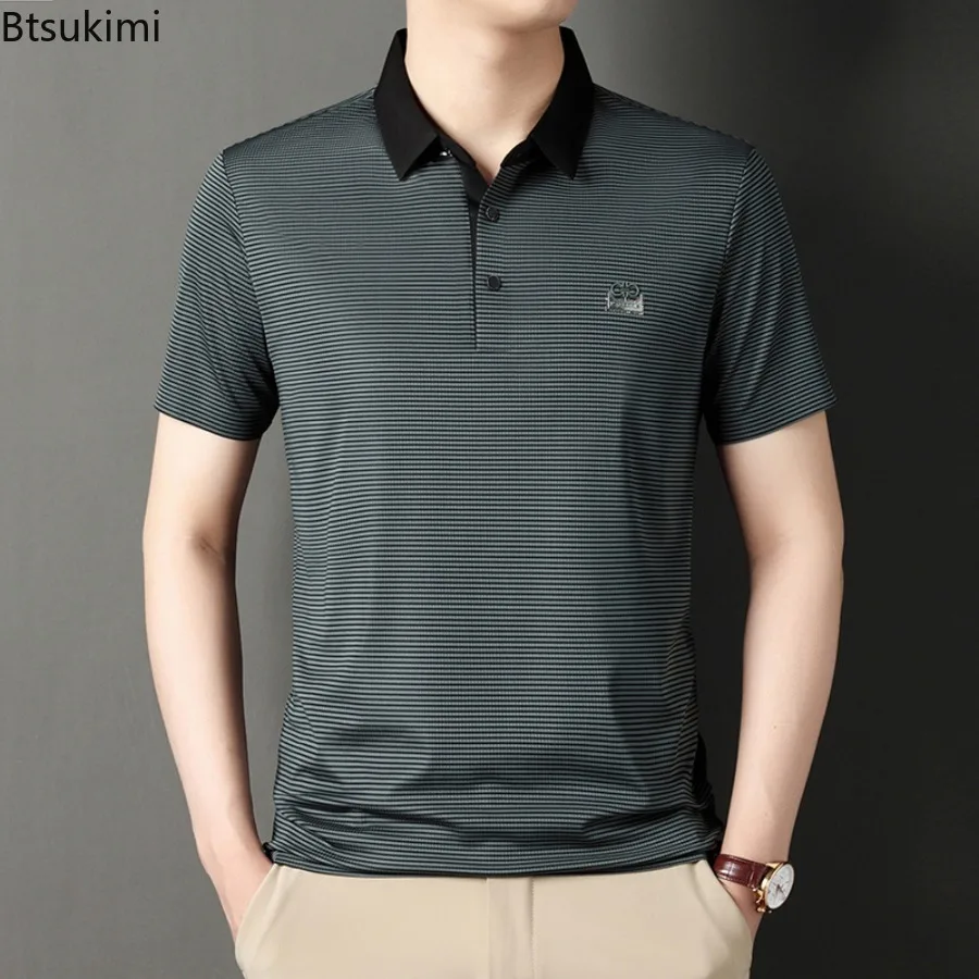 Summer Men's Short Sleeve Stripe Polo Shirts Fashion Loose Business Casual Shirts Simple All-match Breathable Tops Men Golf Tees
Summer Men's Short Sleeve Stripe Polo Shirts Fashion Loose Business Casual Shirts Simple All-match Breathable Tops Men Golf Tees