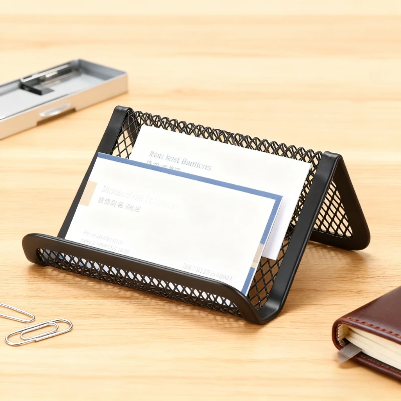Metal Mesh Business Card Holder - Rustproof Desk Card Organizer & Phone Lazy Stand Office Name Tag Plate Minimalist Home Decor
Metal Mesh Business Card Holder - Rustproof Desk Card Organizer & Phone Lazy Stand Office Name Tag Plate Minimalist Home Decor