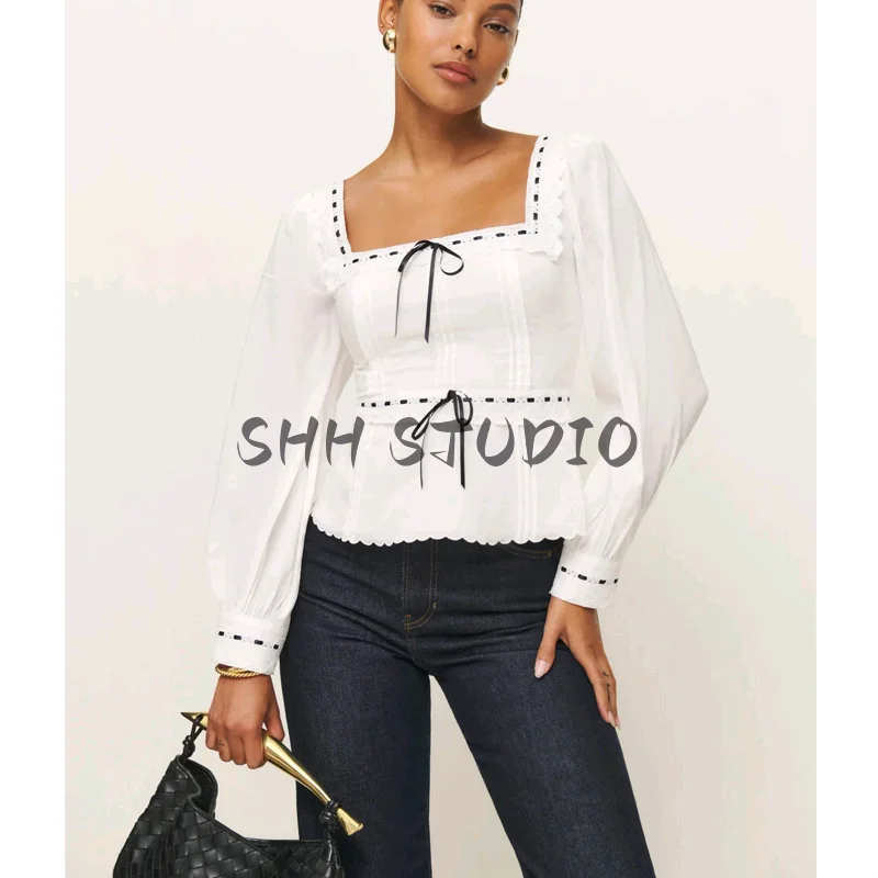 Spring New Arrival Women's Retro Square Collar Lace Trim Bot Stitched Bubble Long Sve Top Commute Sle Slim Fit Polyes...
Spring New Arrival Women's Retro Square Collar Lace Trim Bot Stitched Bubble Long Sve Top Commute Sle Slim Fit Polyes...