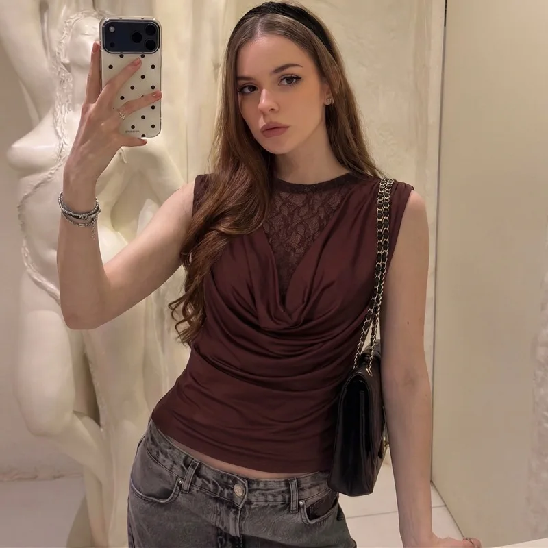Typhaland Fashion Lace Seetr Vest for Women Slim Sleeveless Solid Casual Tanks Top Summer 2026 New Hot Girl Club Party Vest Y2K
Typhaland Fashion Lace Seetr Vest for Women Slim Sleeveless Solid Casual Tanks Top Summer 2026 New Hot Girl Club Party Vest Y2K