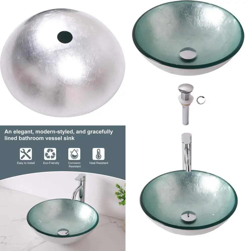 Round Tempered Glass Vanity Sink, 16 Diameter, Artistic Design, with Up-Drain, 15-9/16 x 15-9/16 Basin
Round Tempered Glass Vanity Sink, 16 Diameter, Artistic Design, with Up-Drain, 15-9/16 x 15-9/16 Basin