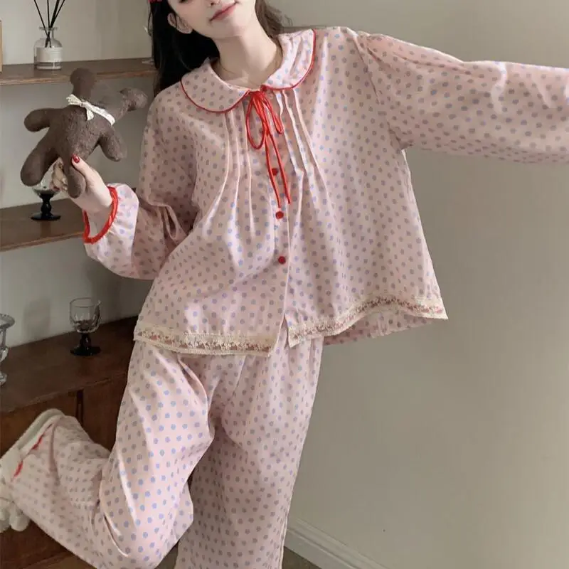 Girl Lace Pajamas Spring and Autumn Seasons New Model Lesbian Long Sleeves Suit Two-Piece Set Homewear Pajamas Dopamine Hot Yrk
Girl Lace Pajamas Spring and Autumn Seasons New Model Lesbian Long Sleeves Suit Two-Piece Set Homewear Pajamas Dopamine Hot Yrk