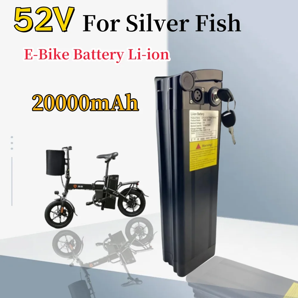 Silver Fish 52V E-Bike Battery Li-ion 20Ah For Electric Folding Bicycle 250W-1500W With BMS+ 58.8V Charger
Silver Fish 52V E-Bike Battery Li-ion 20Ah For Electric Folding Bicycle 250W-1500W With BMS+ 58.8V Charger