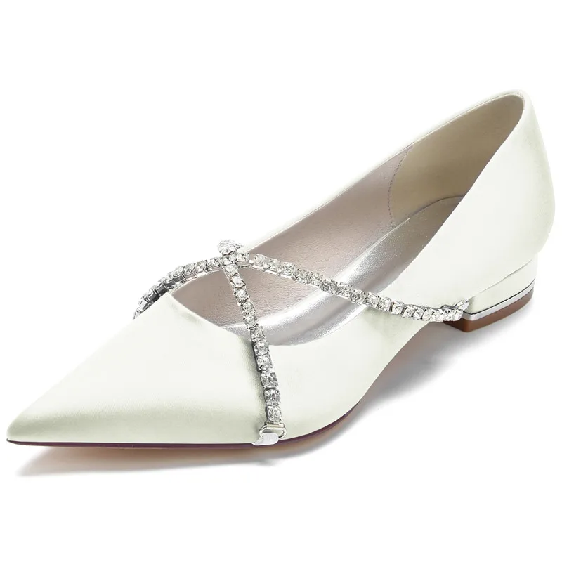 Satin Rhinestones Wedding Flats for Bride Pointed Toe Cross Strap Slip on Evening Formal Bridal Party Dress Shoes Flat Women
Satin Rhinestones Wedding Flats for Bride Pointed Toe Cross Strap Slip on Evening Formal Bridal Party Dress Shoes Flat Women