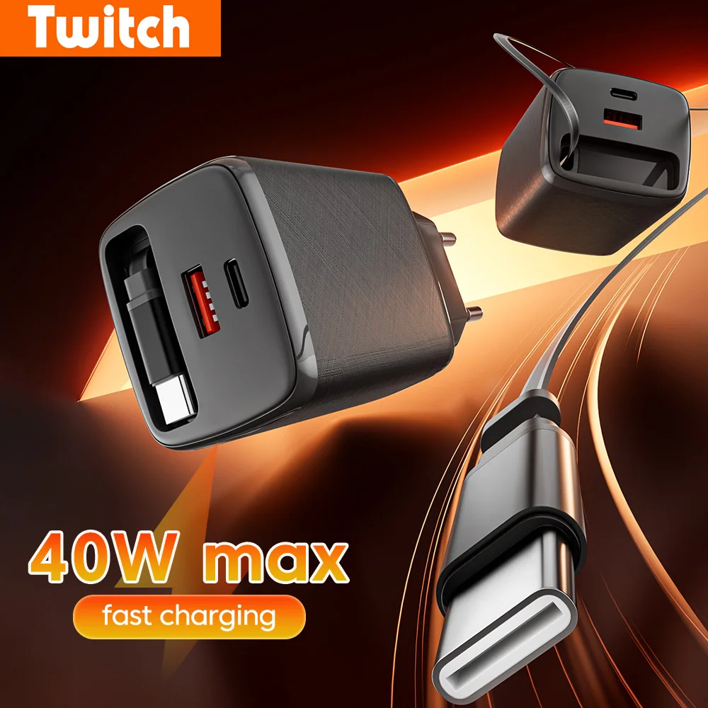 3 in 1 Type C Charger 40W USB Fast Charger With Retractable Type C Cable PD Charger Travel Adapter For iPhone Samsung Huawei
3 in 1 Type C Charger 40W USB Fast Charger With Retractable Type C Cable PD Charger Travel Adapter For iPhone Samsung Huawei