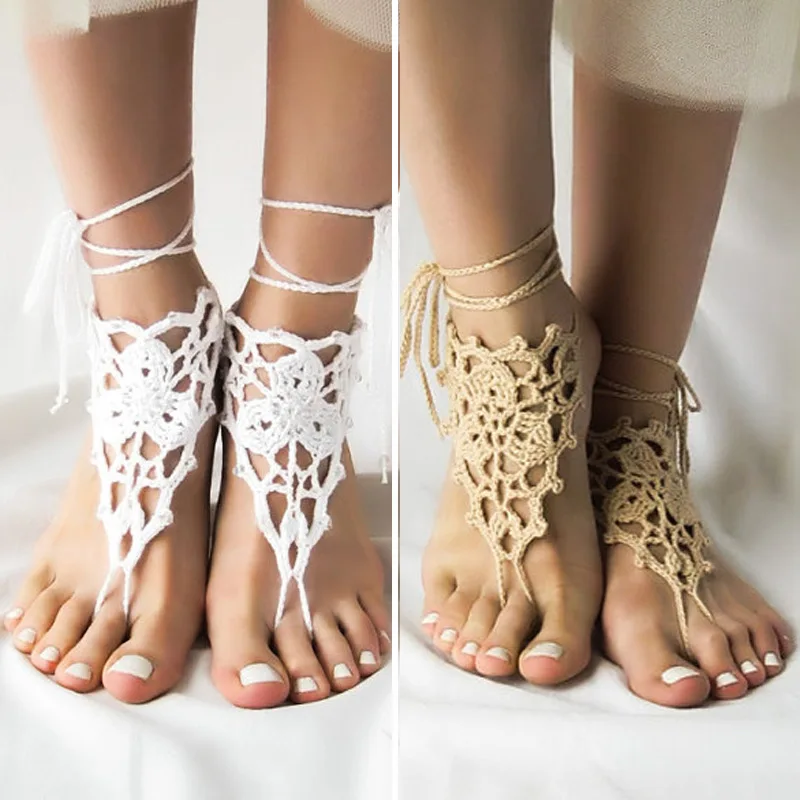 2021 Top Selling Bride Wedding Dress Footwear Sandals Barefoot Beach Party Handmade Crochet Knitted Feet Chain
2021 Top Selling Bride Wedding Dress Footwear Sandals Barefoot Beach Party Handmade Crochet Knitted Feet Chain