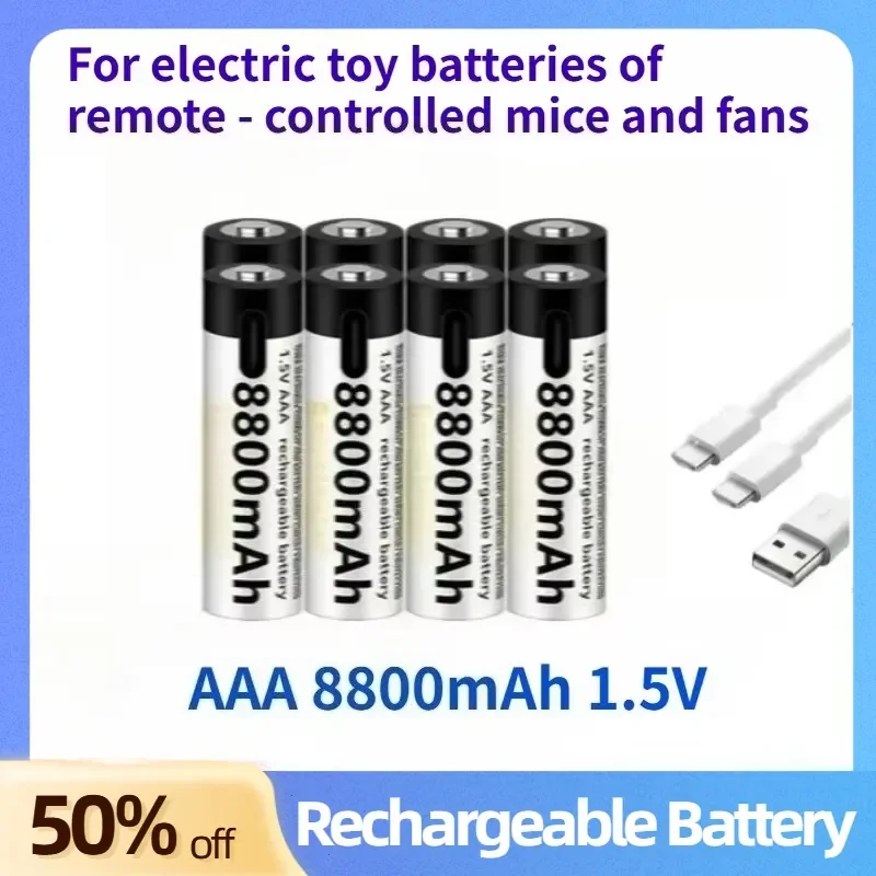 Large Capacity 8800mAh 1.5V AAA Rechargeable Batteries with USB for Electric Toy Batteries of Remote - Controlled Mice and
Large Capacity 8800mAh 1.5V AAA Rechargeable Batteries with USB for Electric Toy Batteries of Remote - Controlled Mice and