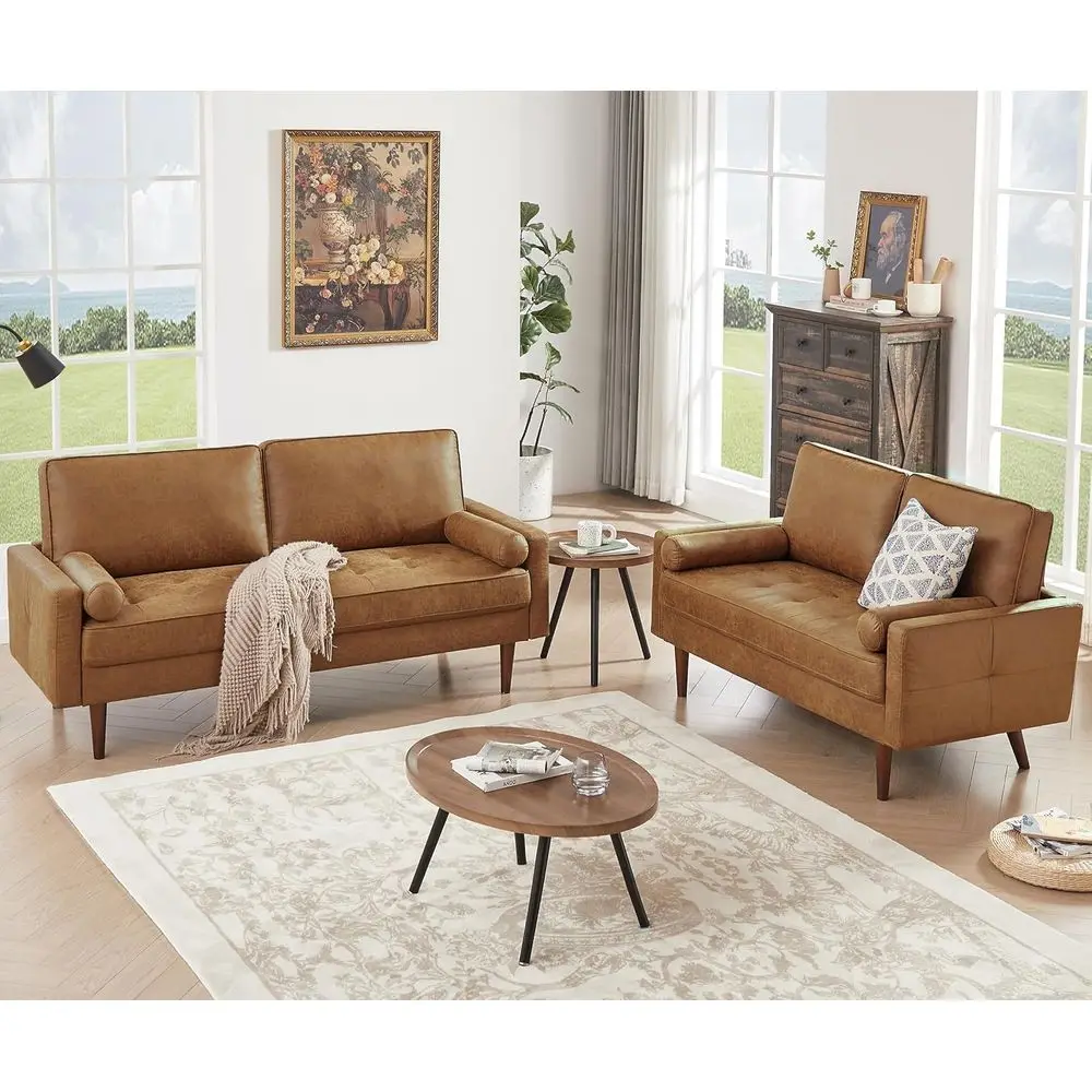 68 Modern Leather Sofa Set with Deep Seating Love Seat and 2 Pillows for Living Room or Bedroom
68 Modern Leather Sofa Set with Deep Seating Love Seat and 2 Pillows for Living Room or Bedroom