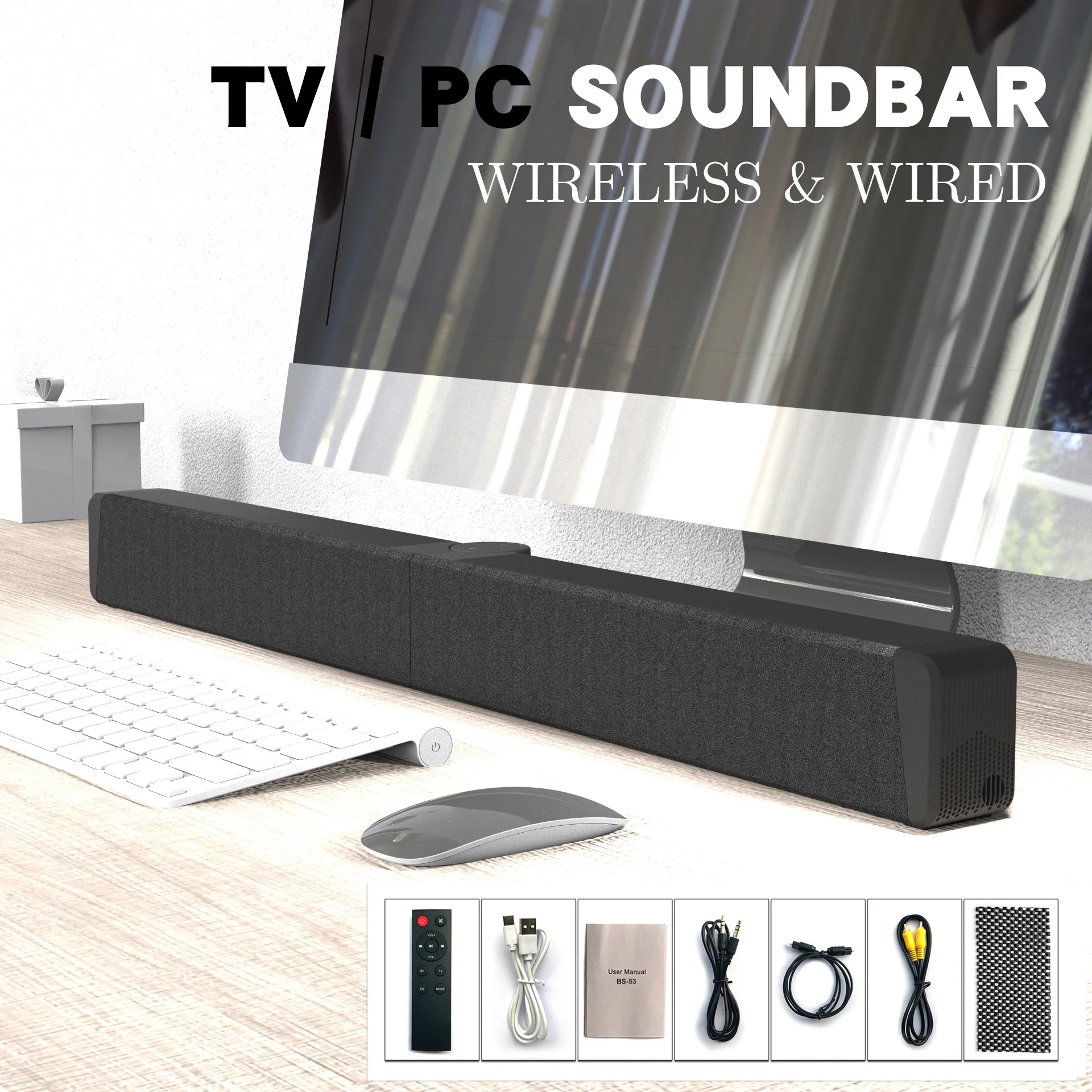 BT5.1 Surround Stereo Foldable Speaker PC Wired and Wireless Home TV Sound Bar Theatre System Theater Optical&Aux 3.5mm Soundbar
BT5.1 Surround Stereo Foldable Speaker PC Wired and Wireless Home TV Sound Bar Theatre System Theater Optical&Aux 3.5mm Soundbar