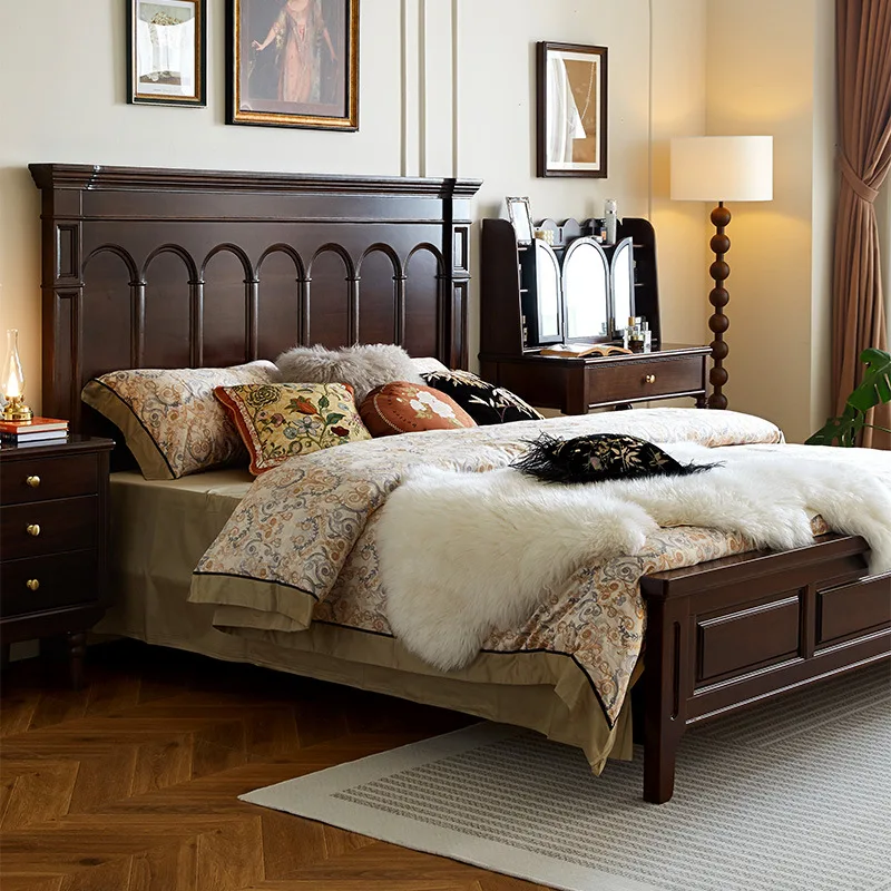 Solid wood bed simple walnut master bedroom furniture log high box storage 2 meters double bed
Solid wood bed simple walnut master bedroom furniture log high box storage 2 meters double bed